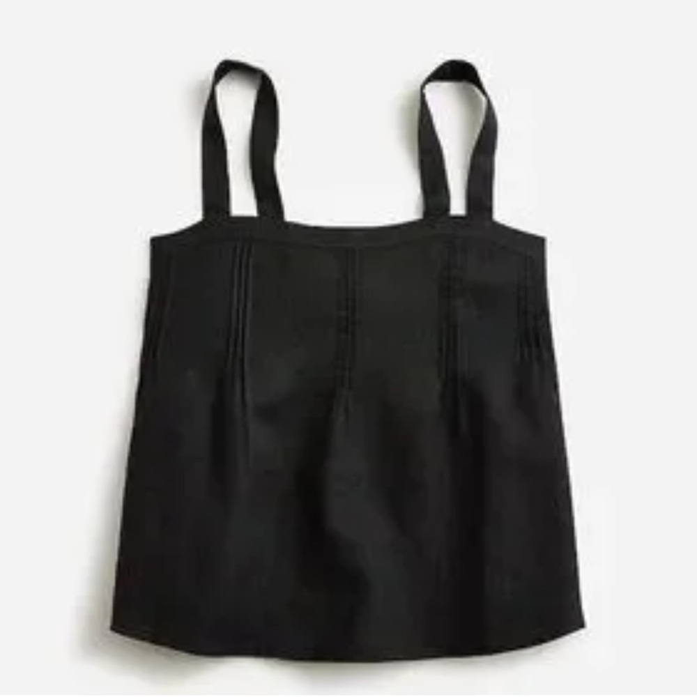 NWT J. Crew Bow Back Black Linen Top